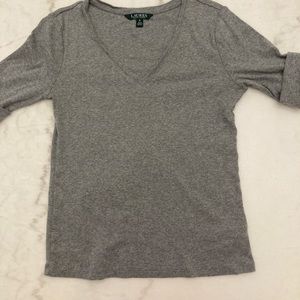 Ralph Lauren medium gray quarter length sleeve v-neck shirt